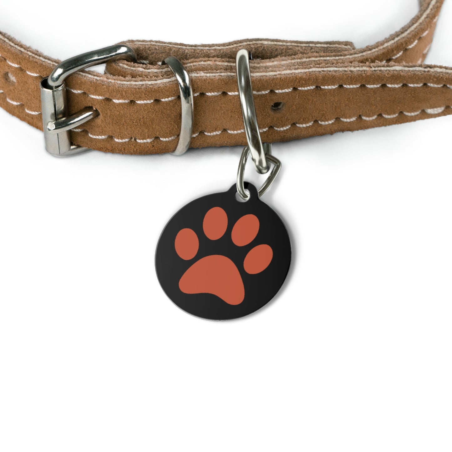 Dog ID Tag Metal 1" "Red paw"