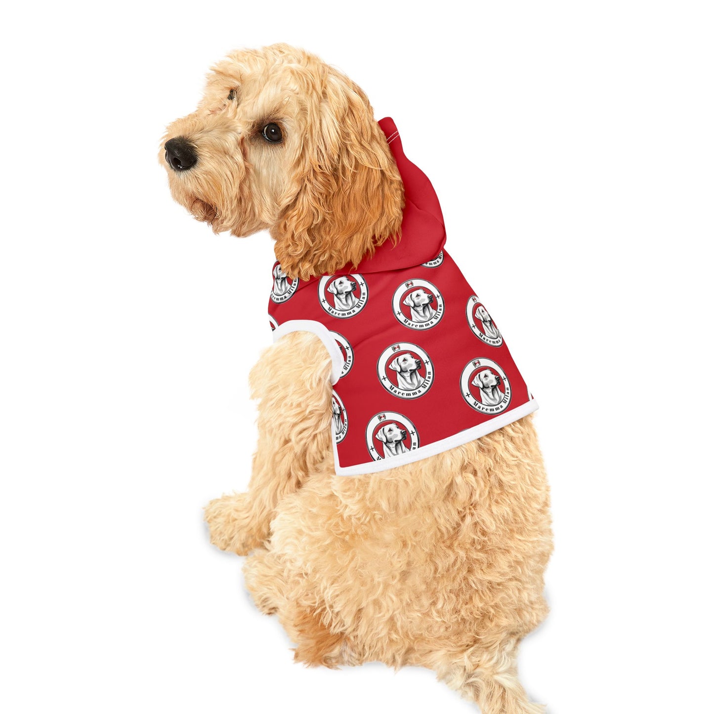 Dog Hoodie "Maremma Milan, Obviously!" Signature Collection Red