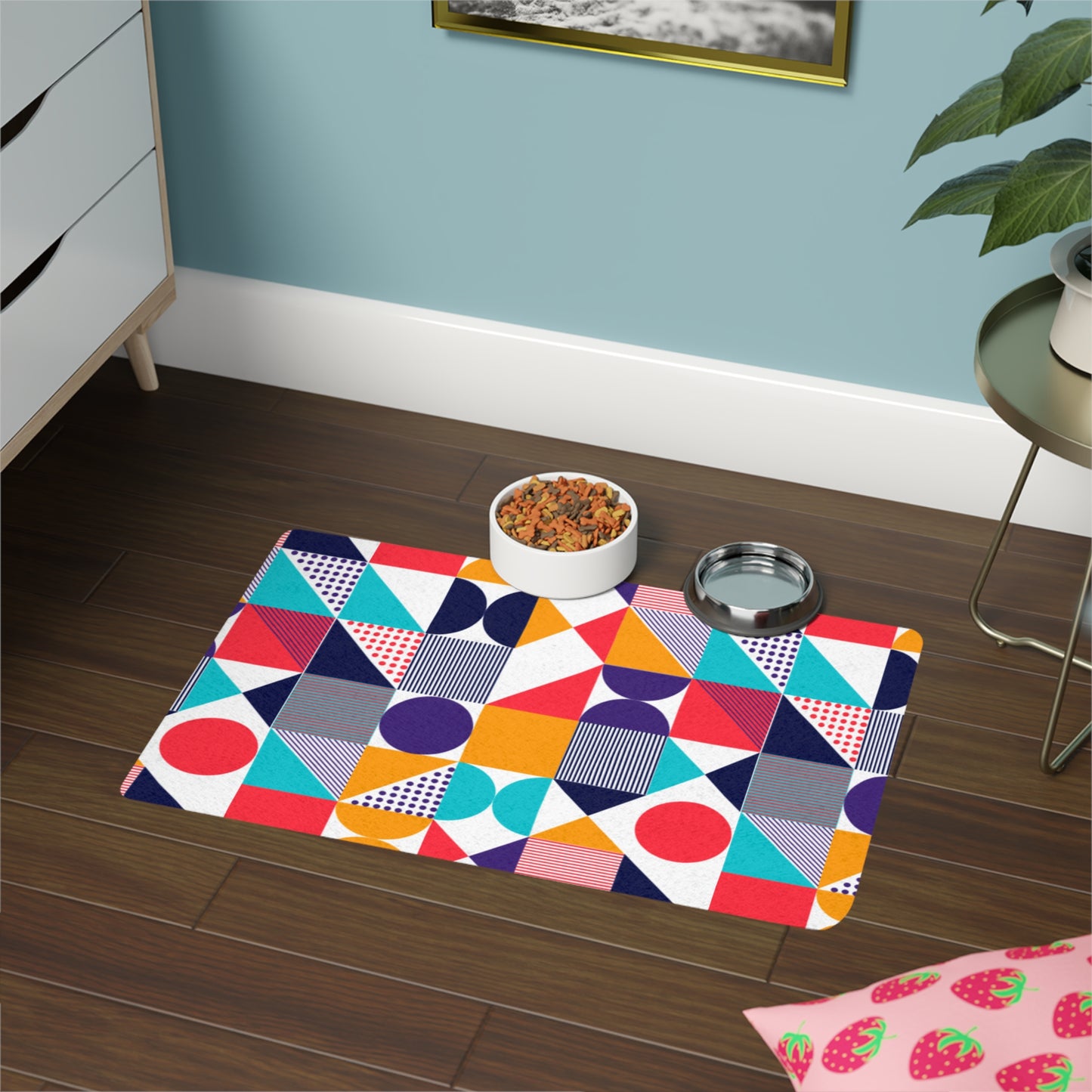 Dog and Ruppy Abstract Food Mat (12x18) Non-Slip Base