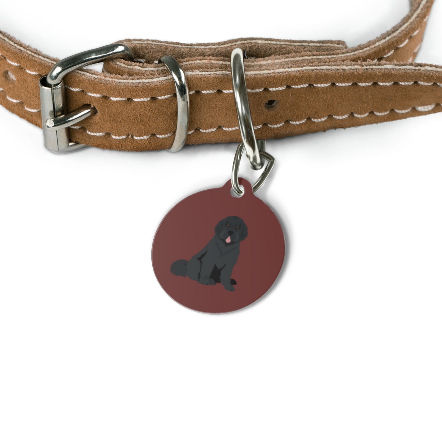 Dog ID Tag Solid Metal With Black Pup Design