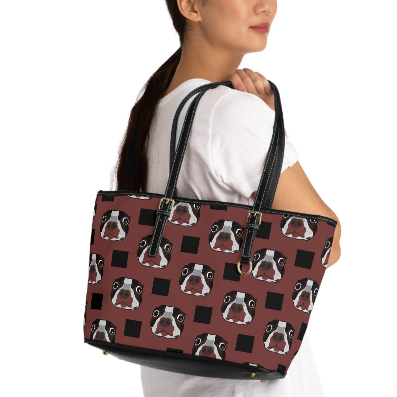 Dog Fashion PU Leather Shoulder Bag "Wonder Dog" Burgundy