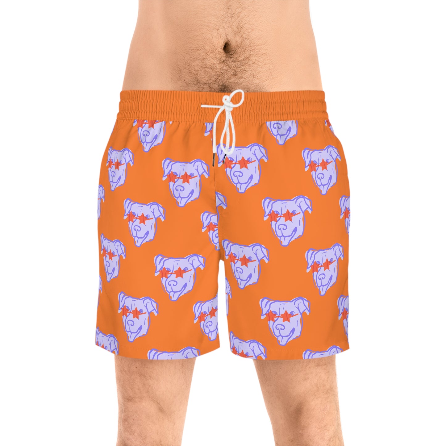 Men's Mid-Length Swim Shorts "Starry-Eyed" for Dog Owner - Relaxed Fit