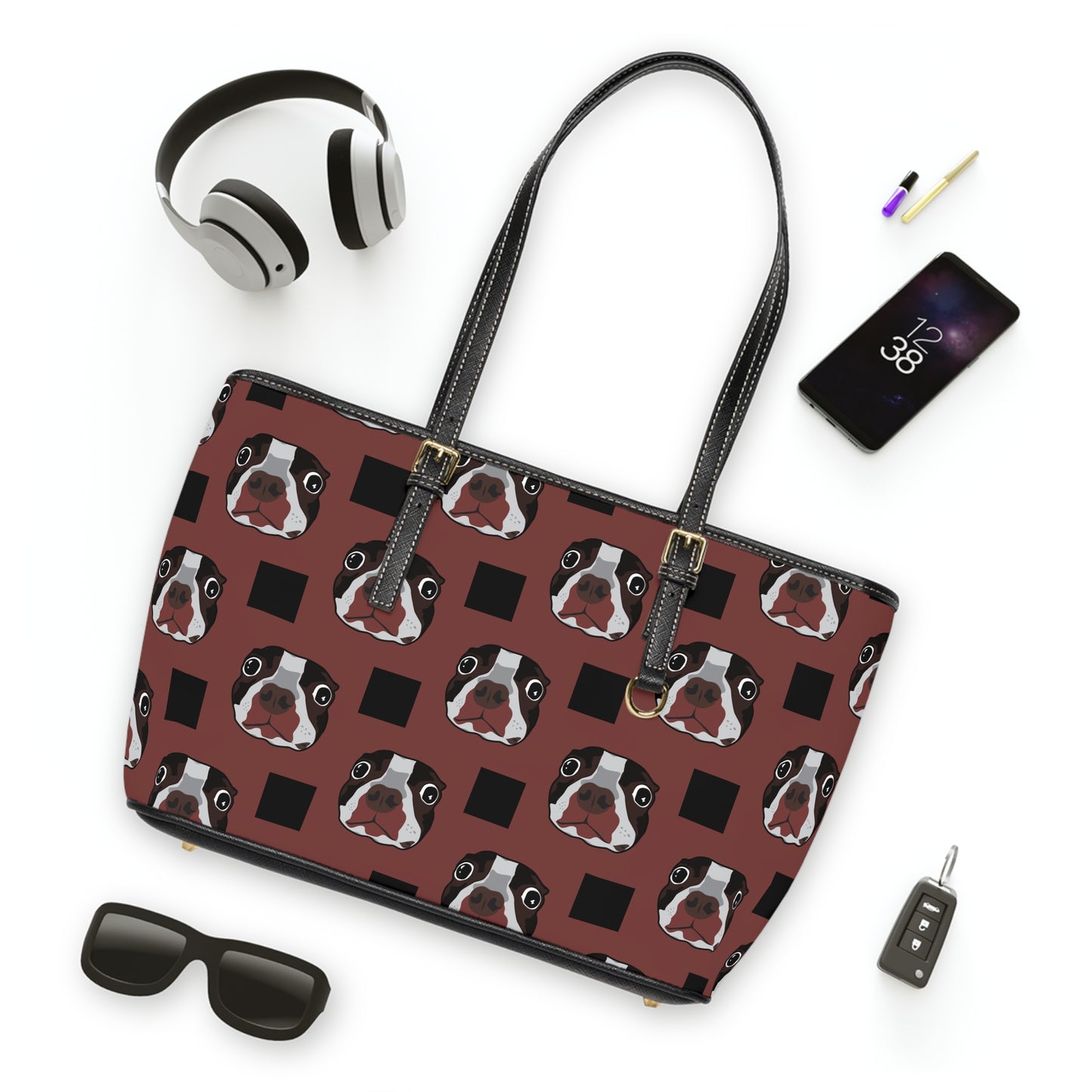 Dog Fashion PU Leather Shoulder Bag "Wonder Dog" Burgundy