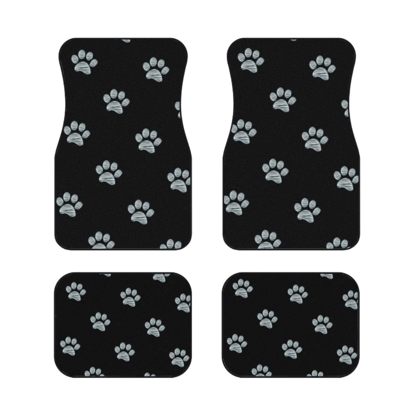 Paw Print Car Mats Set - Floor Protectors for Dog Owners Anti-slip Durable