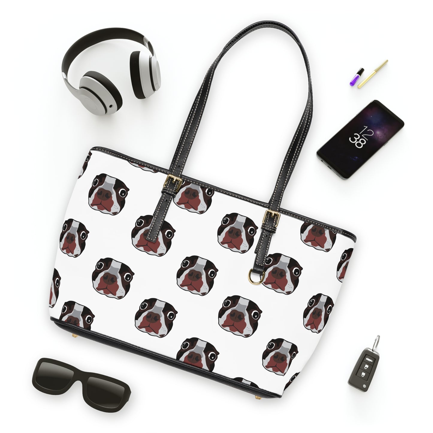 Dog Fashion PU Leather Shoulder Bag "Wonder Dog" White